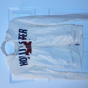 NWT Hollister Cream Zip-Up Hoodie with Spell out Logo New Y2K new